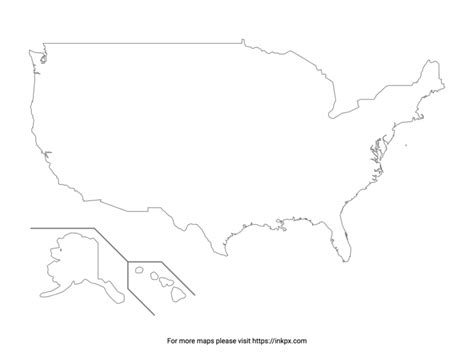 Printable Blank US Map InkPx