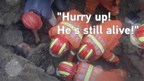 Hurry Up Hes Still Alive Firefighters Rescue Construction Worker