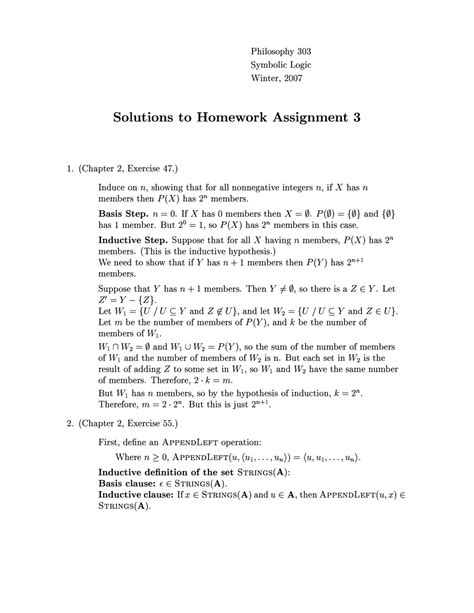 Solution To Homework Assignment 3 Introduction To Symbolic Logic Phil 303 Docsity