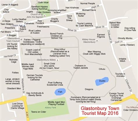 A handy map to help you find your kind of people in Glastonbury Town ...