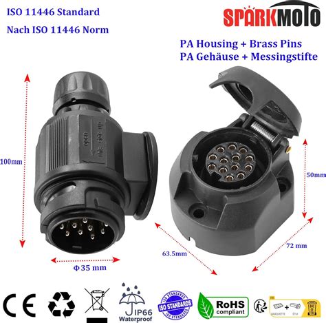 Buy SPARKMOTO 13 Pin Trailer Plug And 13 Pin Trailer Socket 12V 13 Pin