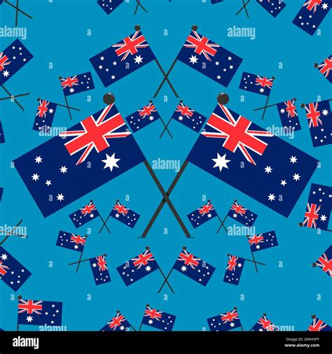 Ilustración Vectorial De Patrón De Banderas De Australia Y Fondo De Color Azul Imagen Vector De