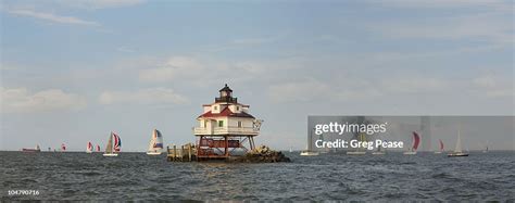 Thomas Point Shoal Lighthouse Chesapeake Bay High Res Stock Photo