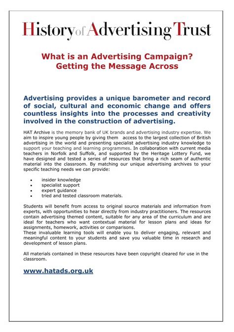 Pdf What Is An Advertising Campaign Getting The Message  The Message Across  · What Is An