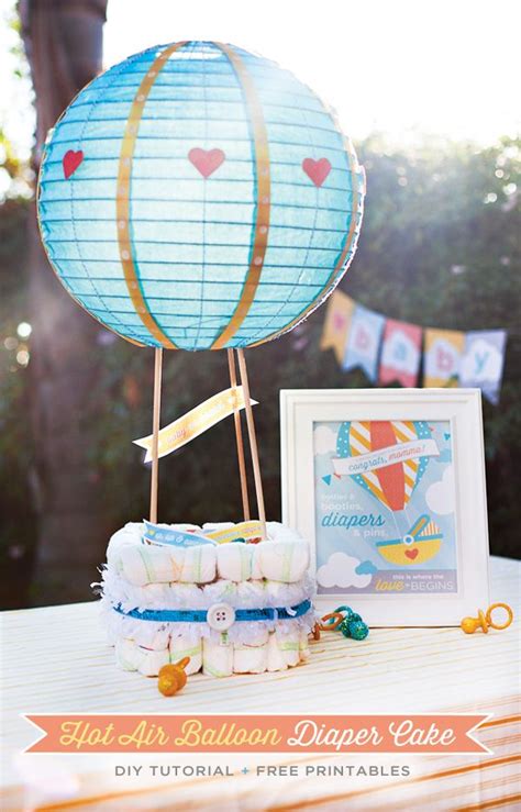 Hot Air Balloon Diaper Cake Tutorial Free Printables Hostess With The Mostess Baby