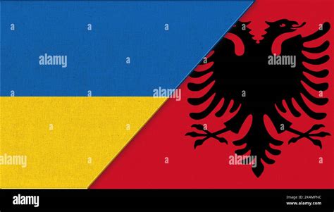 Flag Of Ukraine And Albania D Illustration Two Flag Together Fabric