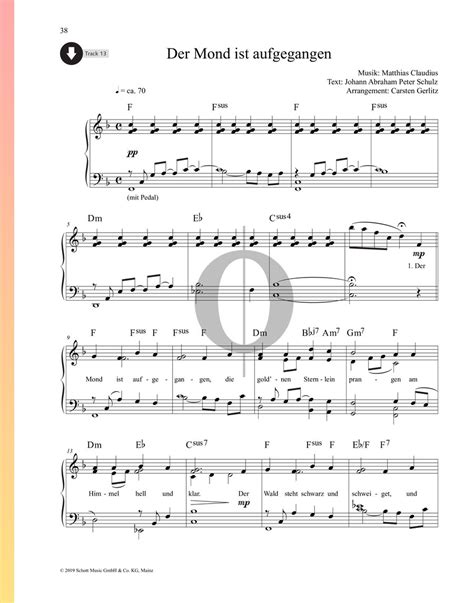 Der Mond Ist Aufgegangen Matthias Claudius Piano Sheet Music OKTAV