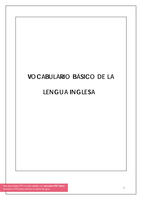 Vocabulario B Sico De Ingl S Vocabulario Bsico De La Lengua