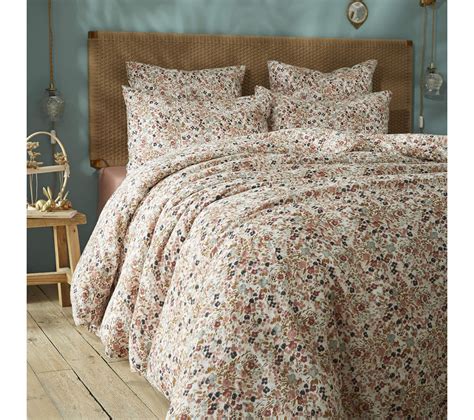 Housse De Couette Gaze De Coton Imprimé Floral Rose 200x200 Housse de