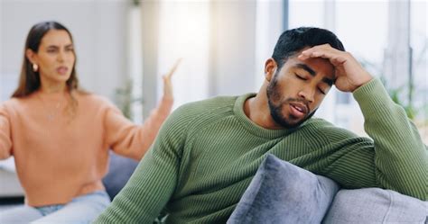 Premium Photo Couple Home And Fight On Couch Sad And Angry With