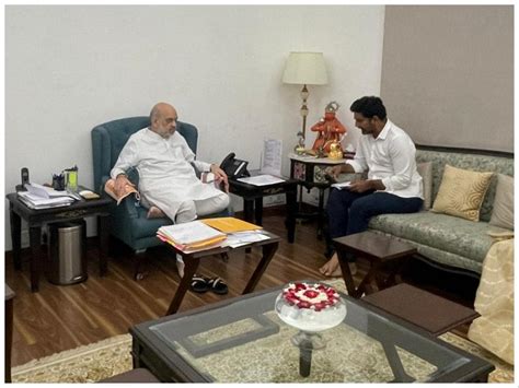 Nara Lokesh Meets Shah Expresses Worry About Threat To Father Naidu S Life