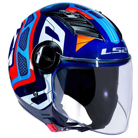 Capacete LS2 OF562 Airflow InterceptorAzul Vermelho Cavalo de Aço Motos