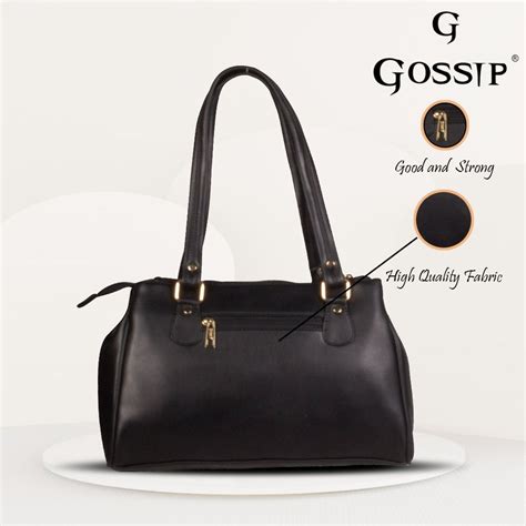 Leather Black Ladies Plain Gossip Hand Bags 350g Size 15inch Length