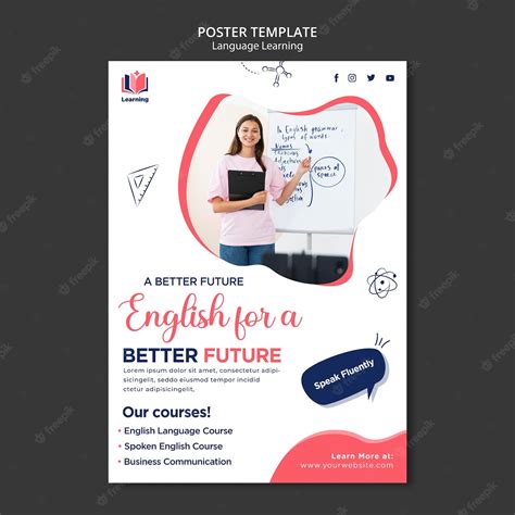 Free Psd Language Classes Vertical Poster Template With Abstract Design