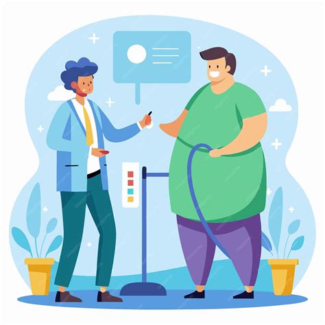 Male Surgeon Measuring Waist Circumference of Obese Patient for Weight