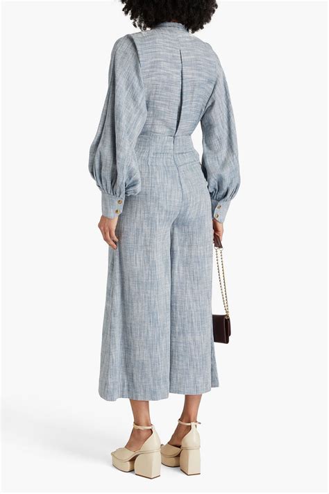 Zimmermann Pussy Bow Cotton And Linen Blend Chambray Blouse The Outnet