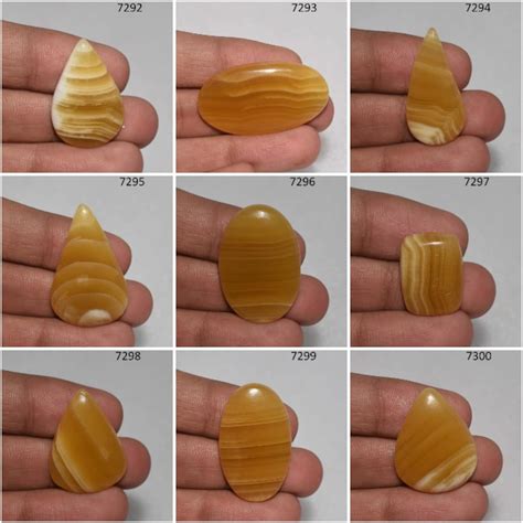 Natural Yellow Banded Agate Gemstone Banded Agate Cabochon Etsy