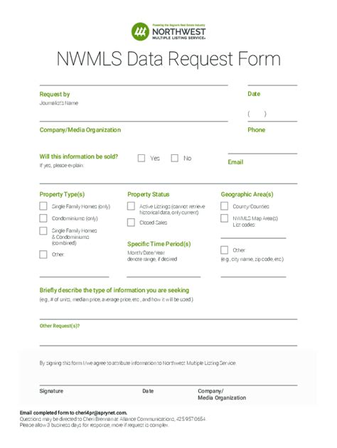 Fillable Online Nwmls Data Request Form Fax Email Print Pdffiller