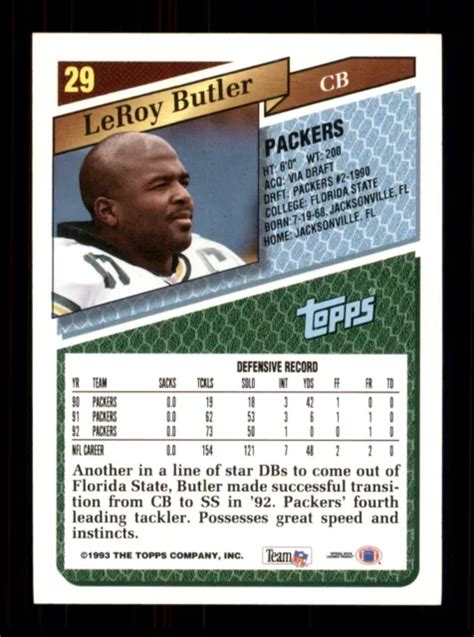 Leroy Butler Packers Topps Football Sports Carte