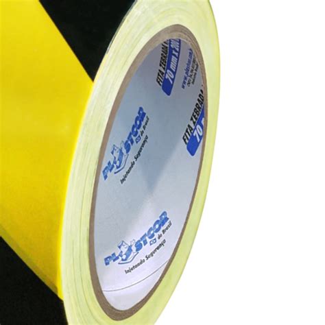 Fita Zebrada Preto E Amarelo Metros Plastcor P