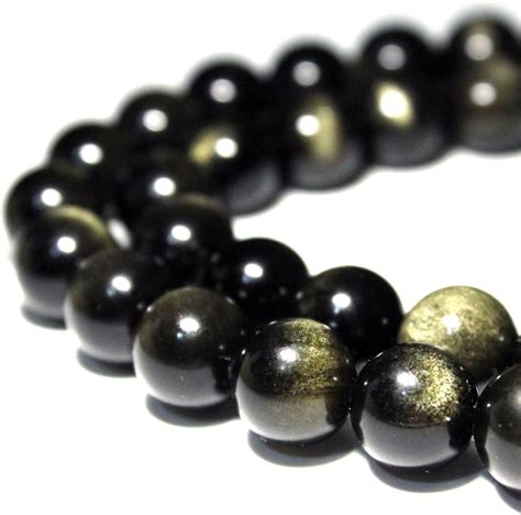 Amazon Mjdcb Rare Collection Natural Stone Beads Gold Obsidian