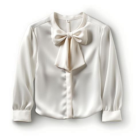 Premium Photo Design Of Blouse Made Of Silk With A Pussy Bow Neckline And A Relaxed Isolated