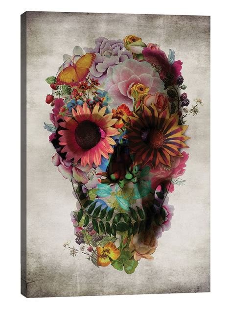 Icanvas Skull Floral Skull Flower Skull Skull Art