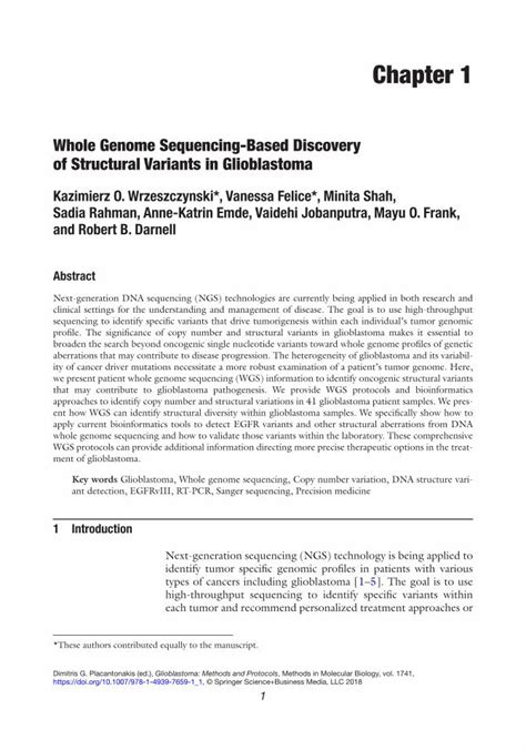 Pdf Whole Genome Sequencing Based Discovery Of Structural Whole