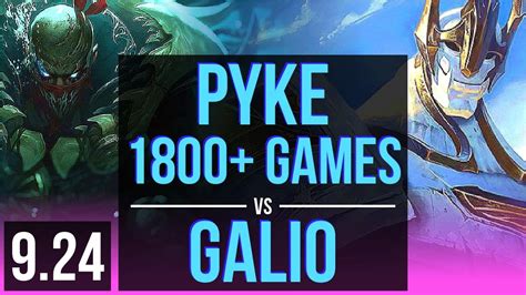 PYKE Vs GALIO MID 1800 Games KDA 12 0 5 Legendary Korea