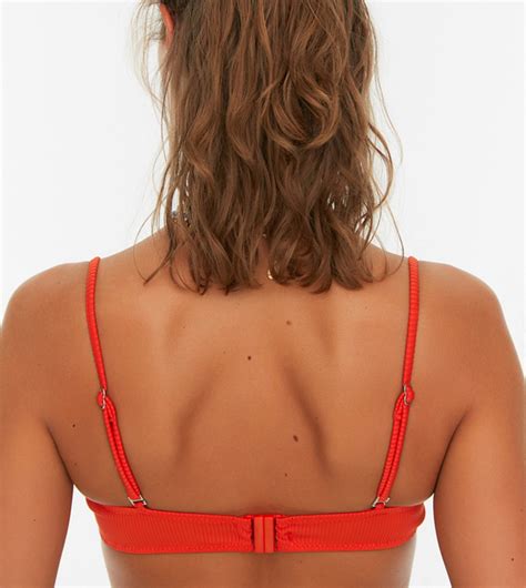 Buy Trendyol Textured Ruffle Detailed Bikini Top In Red Thstreet Qatar