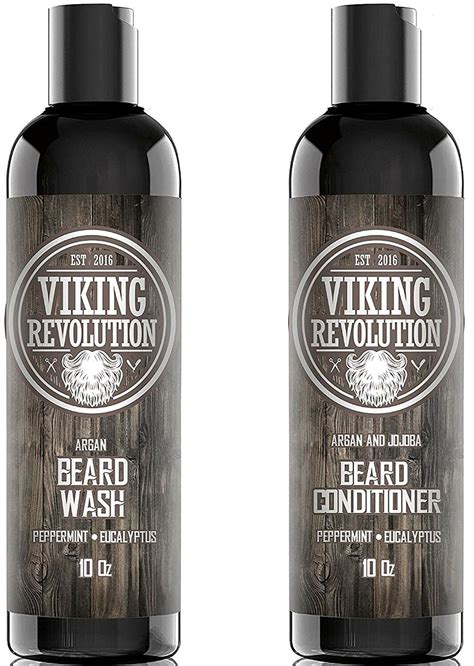 Viking Revolution Beard Wash And Beard Conditioner Set W Argan And Jojoba Oils Softens Smooths