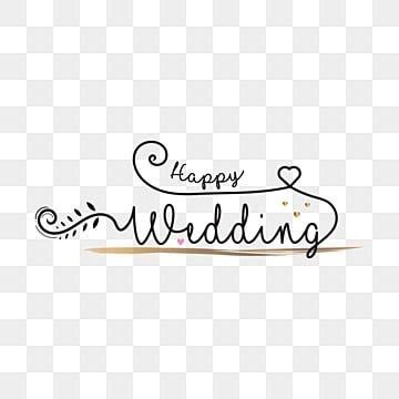 Happy Wedding Lettering With Hearts And Arrows On Transparent