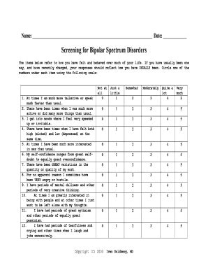 Bipolar Screening Tool Printable