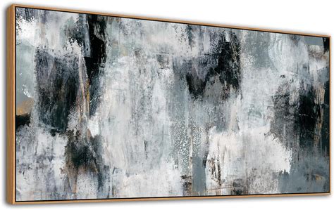 Black Gray Abstract Wall Art Framed Brown Dark Grey Abstract Canvas