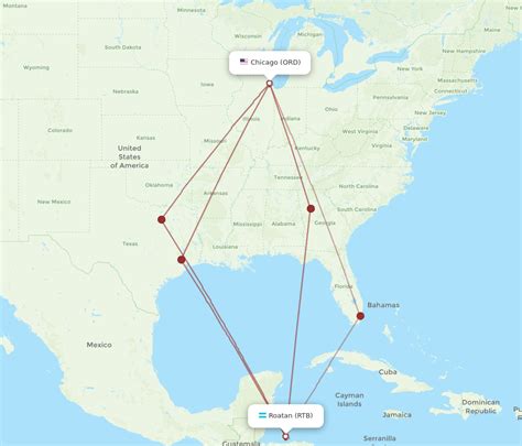 All flight routes from Roatan to Chicago, RTB to ORD - Flight Routes