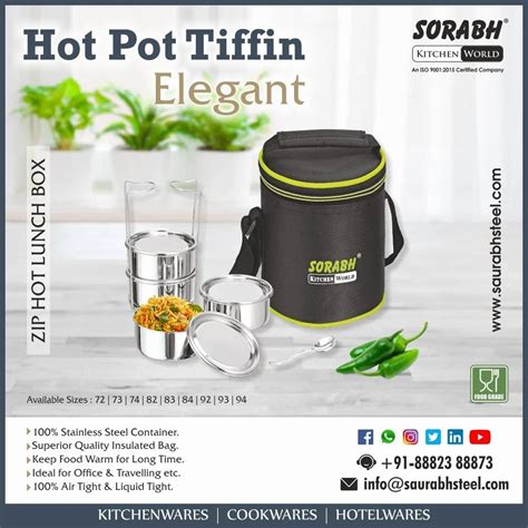 Elegant Stainless Steel Hot Pot Tiffin For Office And Travelling Capacity Ml At