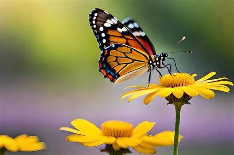 Una Mariposa Monarca En Una Flor Foto Premium