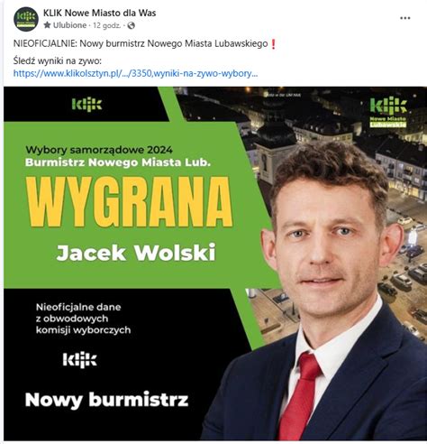 Jacek Wolski Nowym Burmistrzem Nowego Miasta Wyniki