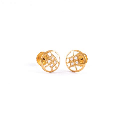 22kt Yellow Gold Ear Stud Es0001462 Swarnamahal Jewellers Ltd