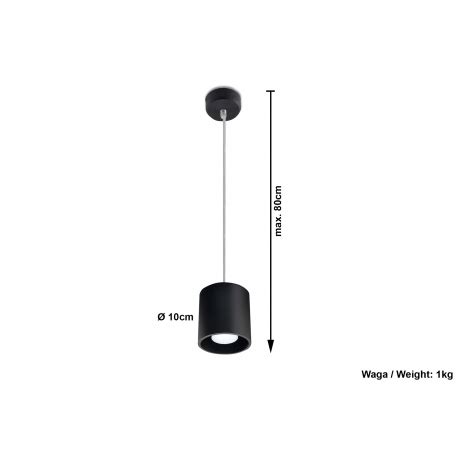 SOLLUX Okrągła lampa wisząca Orbis Czarny walec LED Oprawa Sufitowa