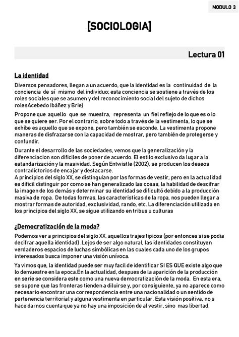 Sociologia Modulo 3 Sociologia Lectura 01 La Identidad Diversos Pensadores Llegan A Un