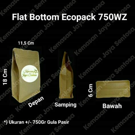 Jual Kemasan Flat Bottom Ecopack Wz Kemasan Kopi Standing Pouch