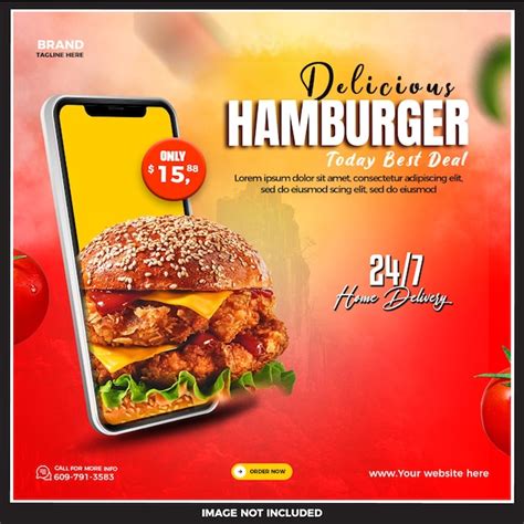 Premium Psd Free Psd Delicious Hamburger And Food Menu Social Media