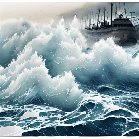 A Surreal View Of The Raging Sea Waves · Creative Fabrica