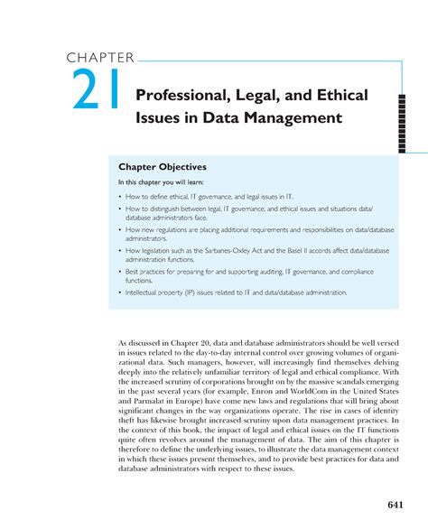 Chapter Professional Legal And Ethical Issues In Data Management