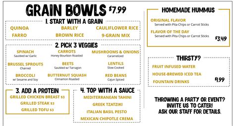 Grain Bowl Menu