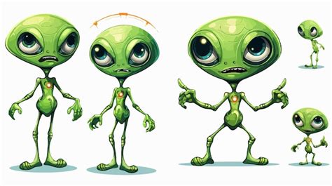 El Lindo Personaje De Dibujos Animados Alienígena Verde De Marte Vector Premium Generado Con Ia