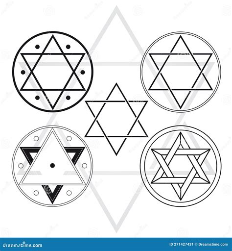 Set of Seal of Solomon Icons Illustration Star in Circle Symbol Alchemy ...