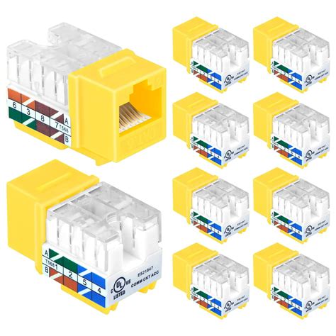 Rj45 Cat6 Keystone Jacks Slim Profile Ul Listed 10 Pack 90 Degree