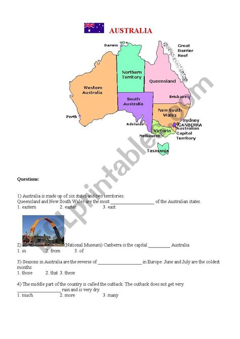 Australia Esl Worksheet By Olivia1174